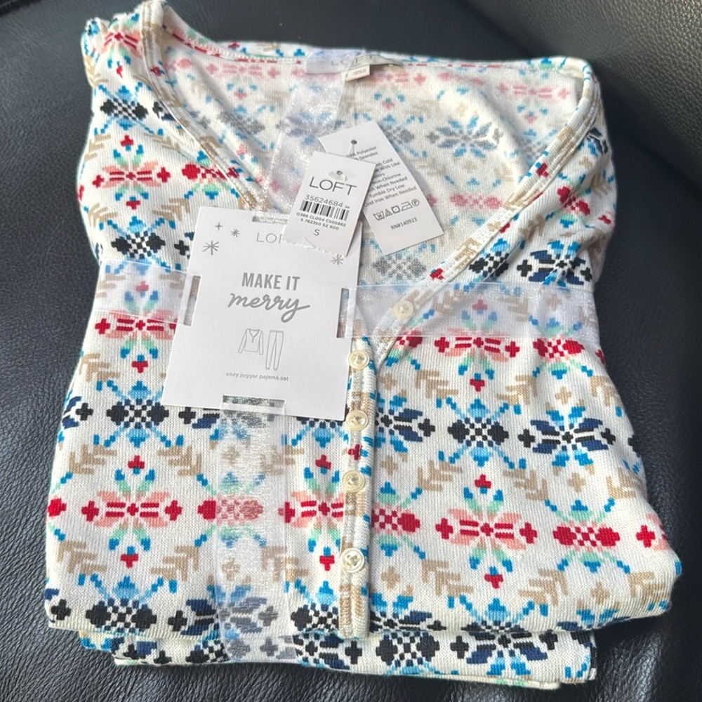 Loft Fair Isle Pajama Set size S NWT